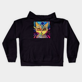 Beautiful color ornament cat. Kids Hoodie